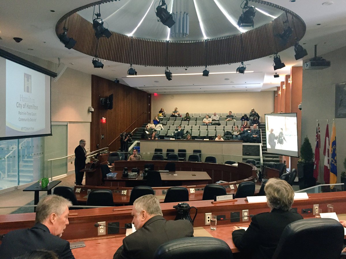 We're at City Hall for the #20kHomes Point-in-Time Count community debrief. Welcome!  #HamOnt #PiTCHamilton