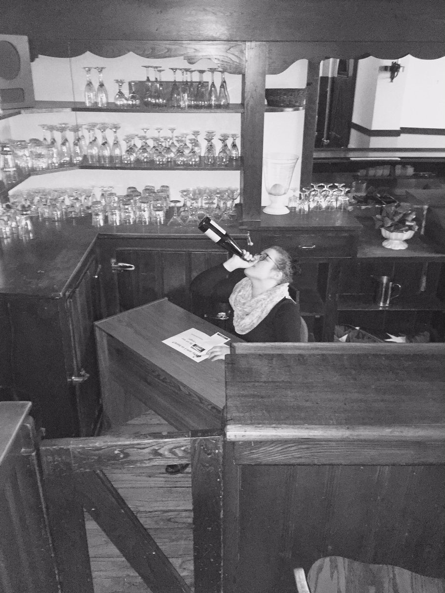 GOGOART's tweet photo. Our intern's office location this week is behind the bar.It looks like she has taken full advantage of that.#GOGOART https://t.co/eXFkgPI0gc