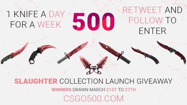 500Casino's tweet image. Make sure to enter our Slaughter Collection giveaway!
#CSGOgiveaway #CSGO500

To enter: gleam.io/hg8an/csgo500c…