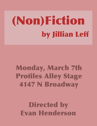 Our second staged reading is only a few days away! Join us Monday night for (Non)Fiction ow.ly/Z5cFY
