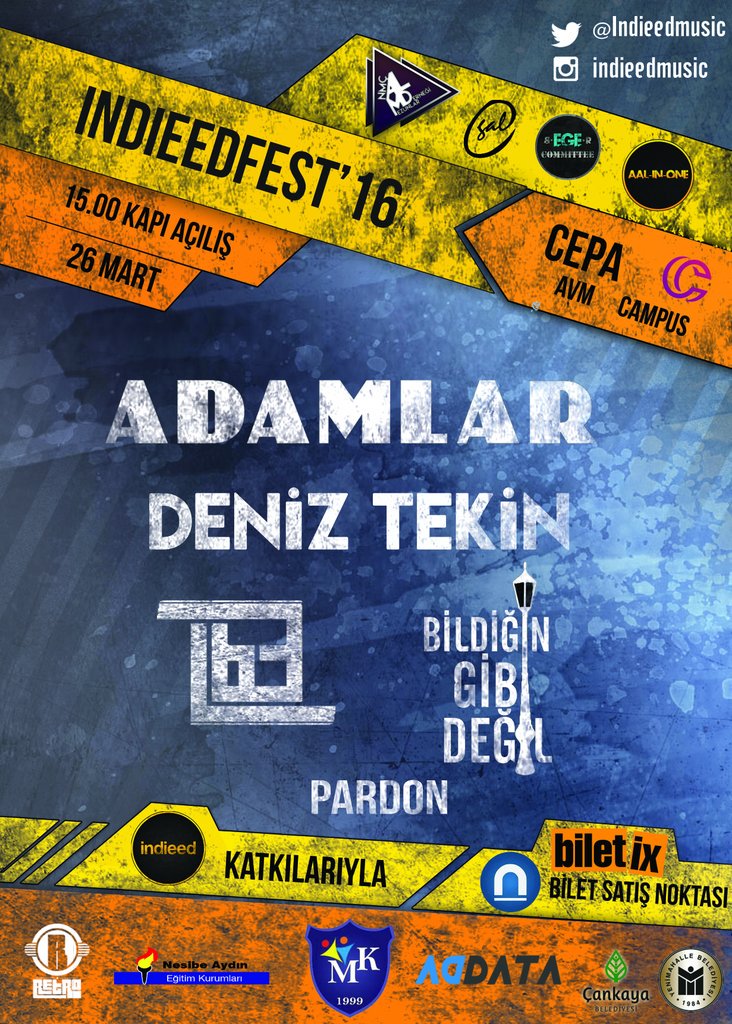 Adamlar ve Deniz Tekin 26 Mart'ta IndieedFest'16 sahnesinde, RTleyen 2 kişiye bilet hediye! <a href="/theadamlar/">Adamlar</a> <a href="/daphead/">faruk</a>