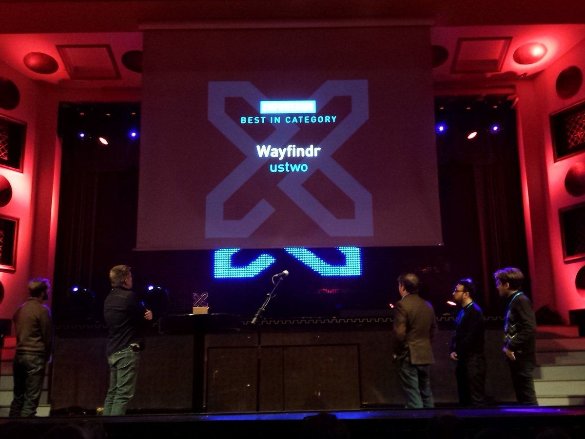 IxDAwards's tweet photo. Has already been mentioned several times during #ixdweek, now best in engaging category - @ustwo w/ Wayfindr #ixd16 https://t.co/W21rztI39G