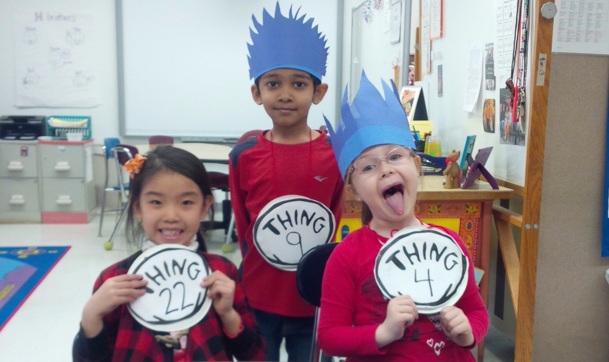 MsKellyEL's tweet photo. ESL with Thing 22, Thing 9, and Thing 4! @ErinLaFleche @cpaloz @WindyWhales #ReadAcrossAmerica #DrSeuss #eps https://t.co/DTI8s8LhIl