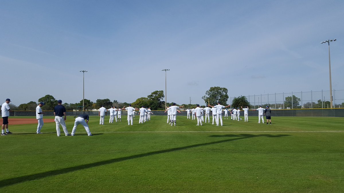 FLCoastBaseball's tweet photo. @IUMightyMacs baseball team warms up to take on @LaRocheBaseball today in Ft. Pierce #floridacoastspringtraining https://t.co/XC839temPE