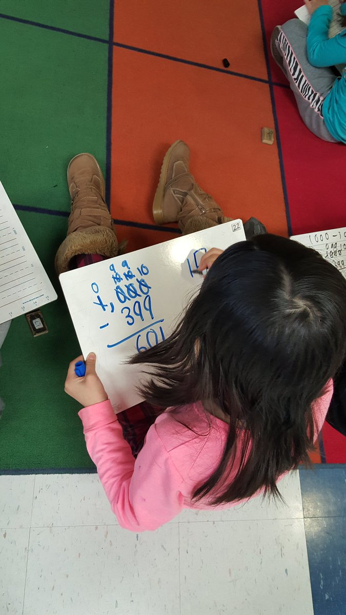 MrsOlszewski1's tweet photo. Ss practicing subtraction w regrouping when zeros r tens & ones places @sbsdco @prattien @MrsVC3 #showhowyouknow https://t.co/y4avZiLZGY
