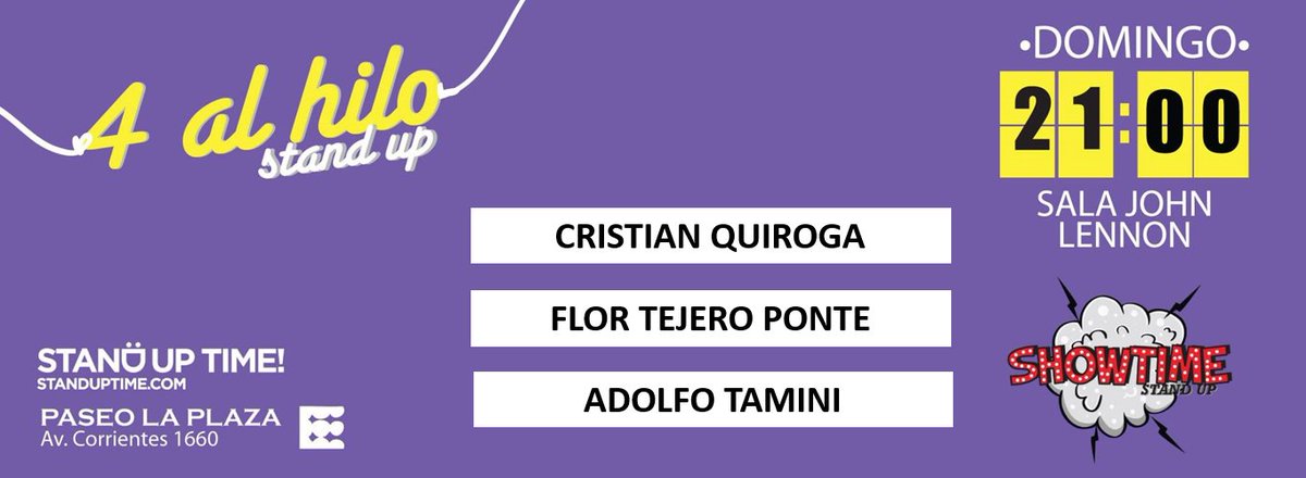 CAP. FED..!! DOMINGO 21 hs #StandUp en <a href="/TheCavernBA/">The Cavern Bs As</a> (Corrientes 1660) con <a href="/FlopiTP/">Flor Tejero Ponte ⭐️⭐️⭐️</a> @HarryTamini y @soyesvenson