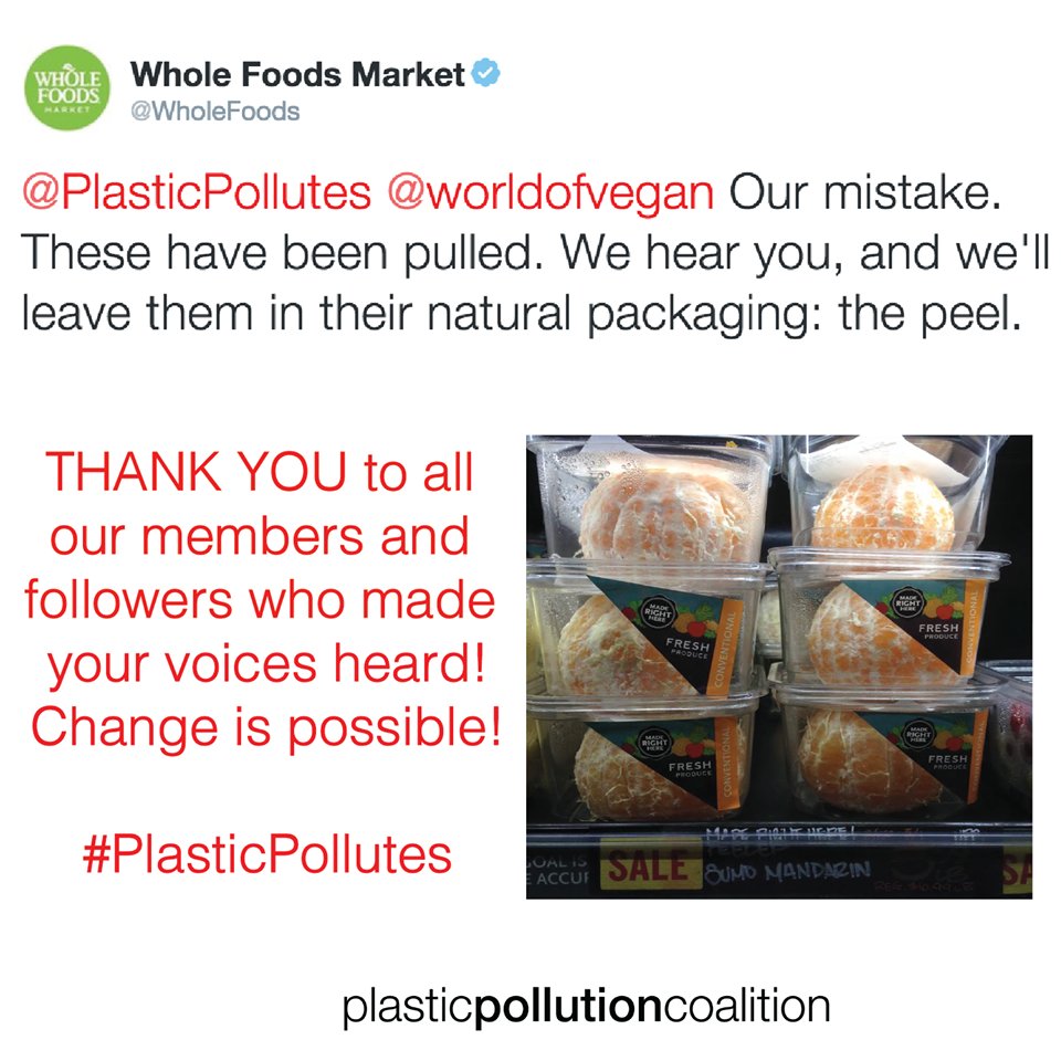 Raising your voice about corporate waste: it works.

#WINNING #citizenmuscle

@plasticpollutes