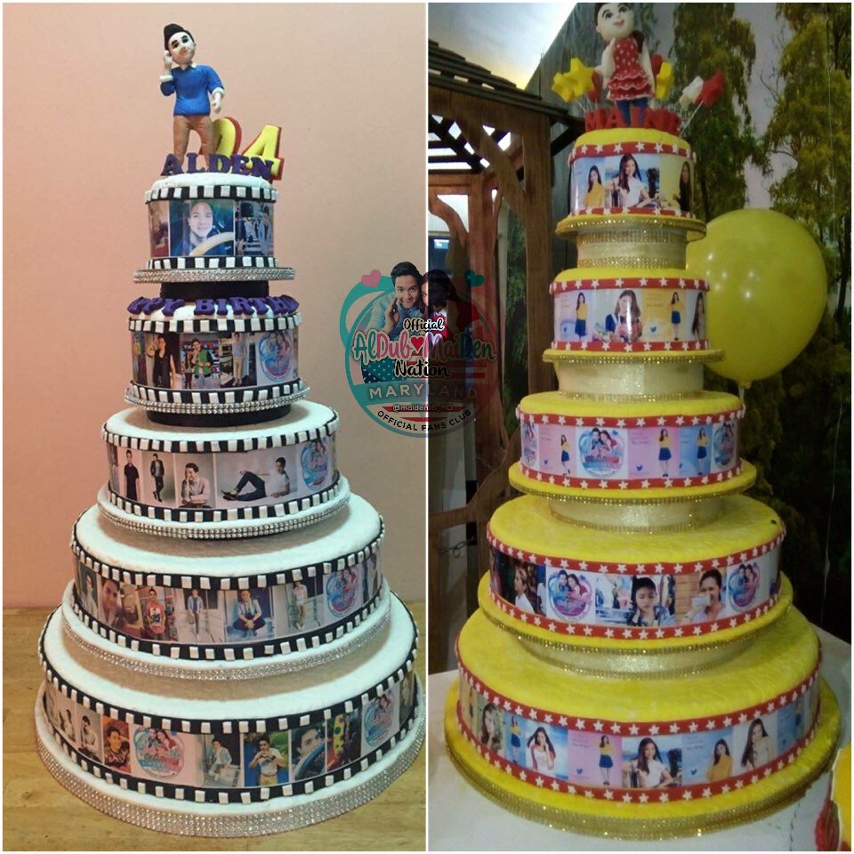 maiden16_MD's tweet photo. Pordalab! Hehe! @aldenrichards02 and @mainedcm 's birthday cakes from @MaineAlden16 !! #ALDUBMaineEvent https://t.co/5HKUNQe1Tz