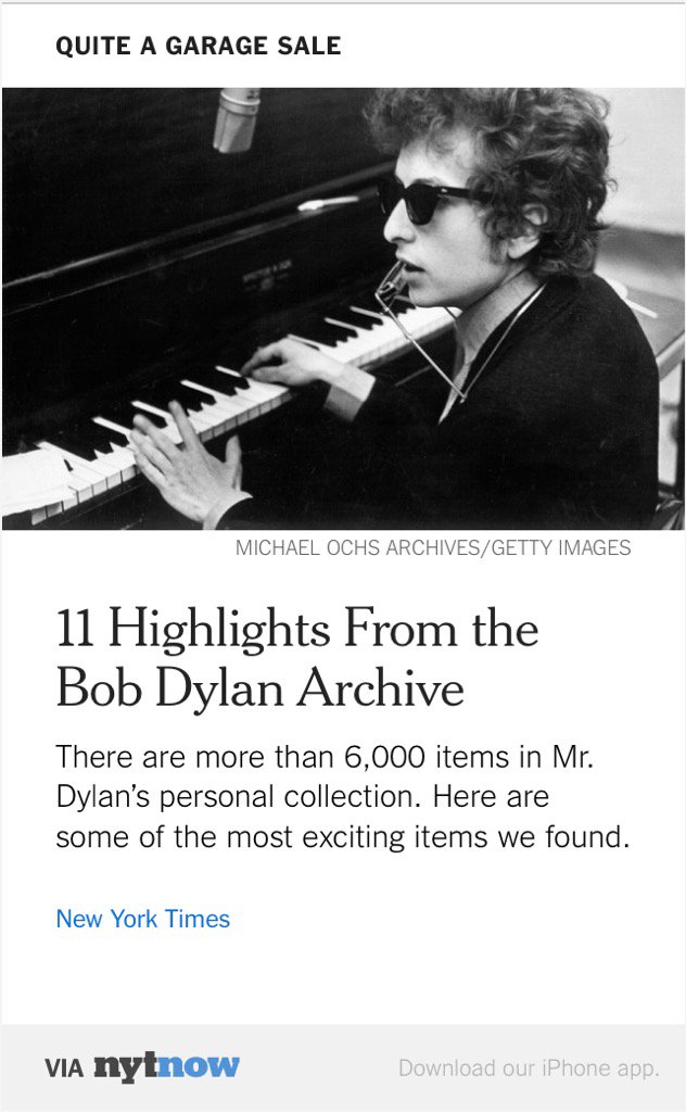 BobDYLANMag's tweet photo. Quite a Garage Sale: 11 Highlights From the Bob Dylan Archive – via @NYTNow https://t.co/LJnUyagaPn https://t.co/1UlbGHhpZm