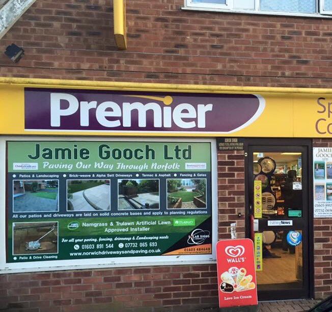 Here's some nice window graphic advertising we installed for Jamie Gooch Ltd.