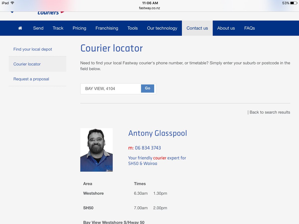 Redowl's tweet image. @FastwayCouriers clever trick putting drivers no on web - rings Westpac bank instead #nothelpful #whereismyparcel?