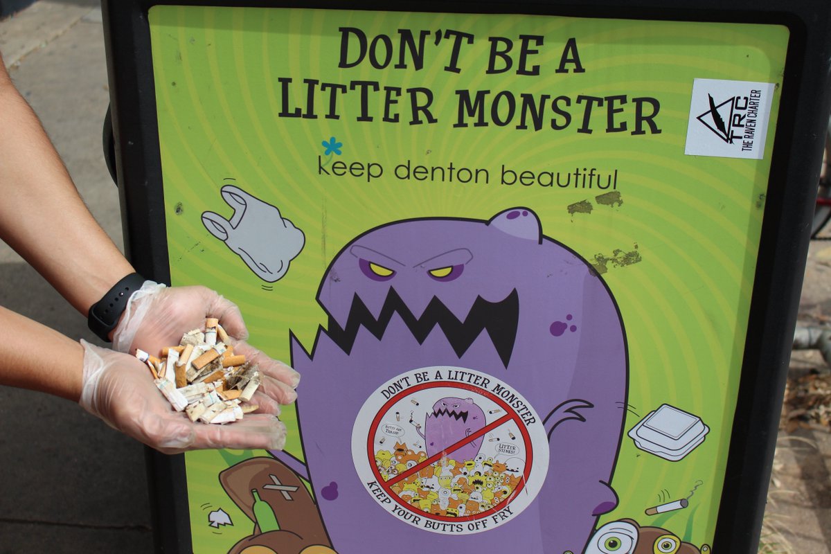kdbdenton's tweet image. We conducted 2 CLPP scans. Cigarette #litter is down
 32% on #Denton Square &amp;amp; 21% on Fry St! tinyurl.com/KDB-CLPP