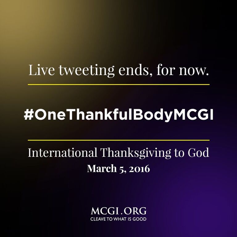 mcgidotorg's tweet photo. To give way to our solemn hymns, live tweeting from this handle ends, for now. #OneThankfulBodyMCGI https://t.co/vTOtPYJnHp