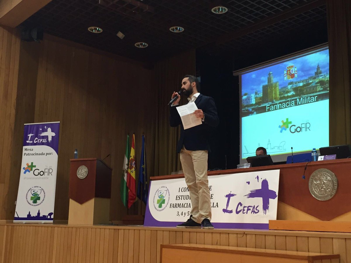 AcademiaGoFIR's tweet photo. Gran ponencia de GoFIR en Sevilla sobre FIR y Farmacia Militar #ICEFAS #ASEFAA. Y qué organización! Enhorabuena https://t.co/XKHYulMCVZ