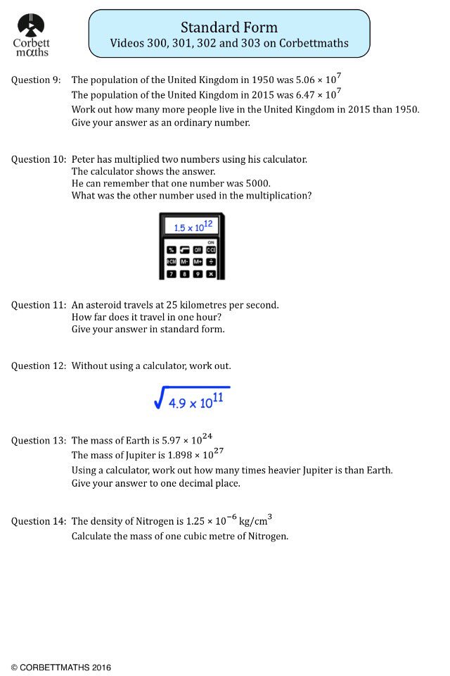 Corbettmaths Textbook Standard Form