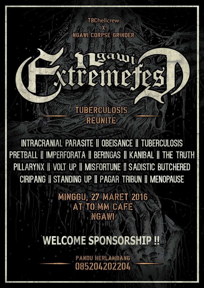 NGAWI EXTREMEFEST "Tuberculosis Reunite" || 27 Maret 2016 at TO.MM Caffe || Tiket 15K || Welcome Sponsorship!!
