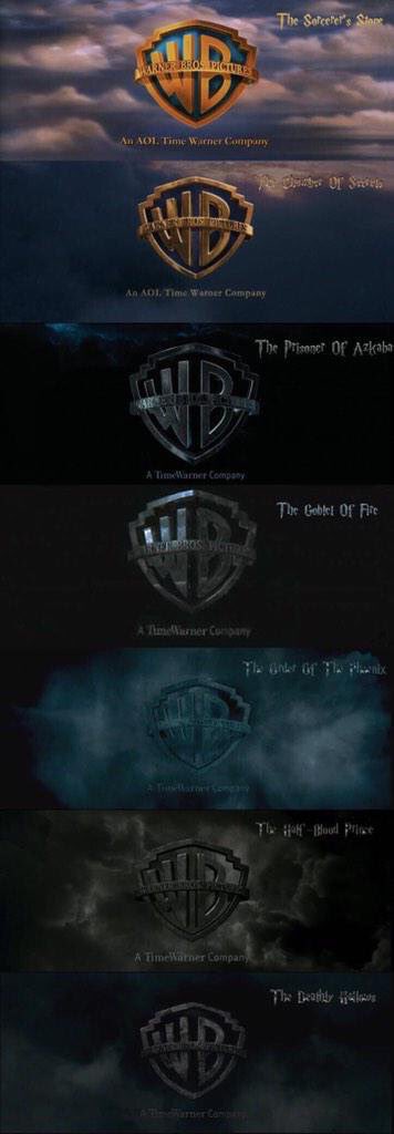 The change in the Warner Brothers logo for each Harry Potter movie