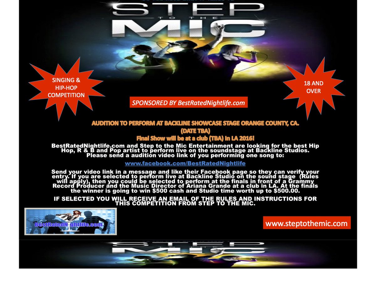 step2themic's tweet photo. @MoeAgerHoopz @step2themic new hip hop RnB contest https://t.co/U60RCCYhnN