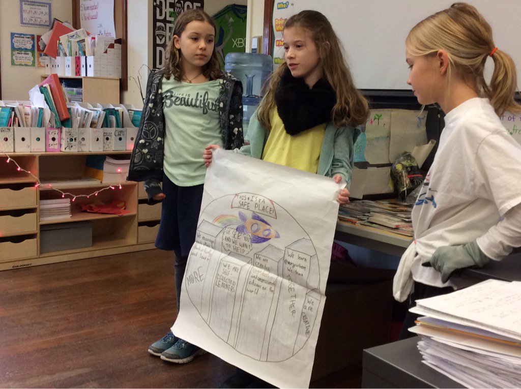MsGoldmanQAE's tweet photo. 5th grade teams present their proposals for Safe Spaces -- #QAE family, stay tuned! #CalltoActionQAE @msabshireQAE https://t.co/EcJVqzNRcI