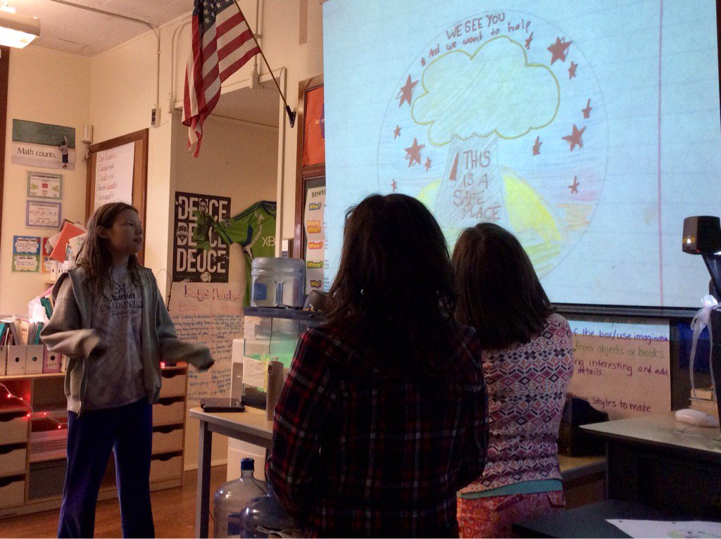 MsGoldmanQAE's tweet photo. 5th grade teams present their proposals for Safe Spaces -- #QAE family, stay tuned! #CalltoActionQAE @msabshireQAE https://t.co/EcJVqzNRcI