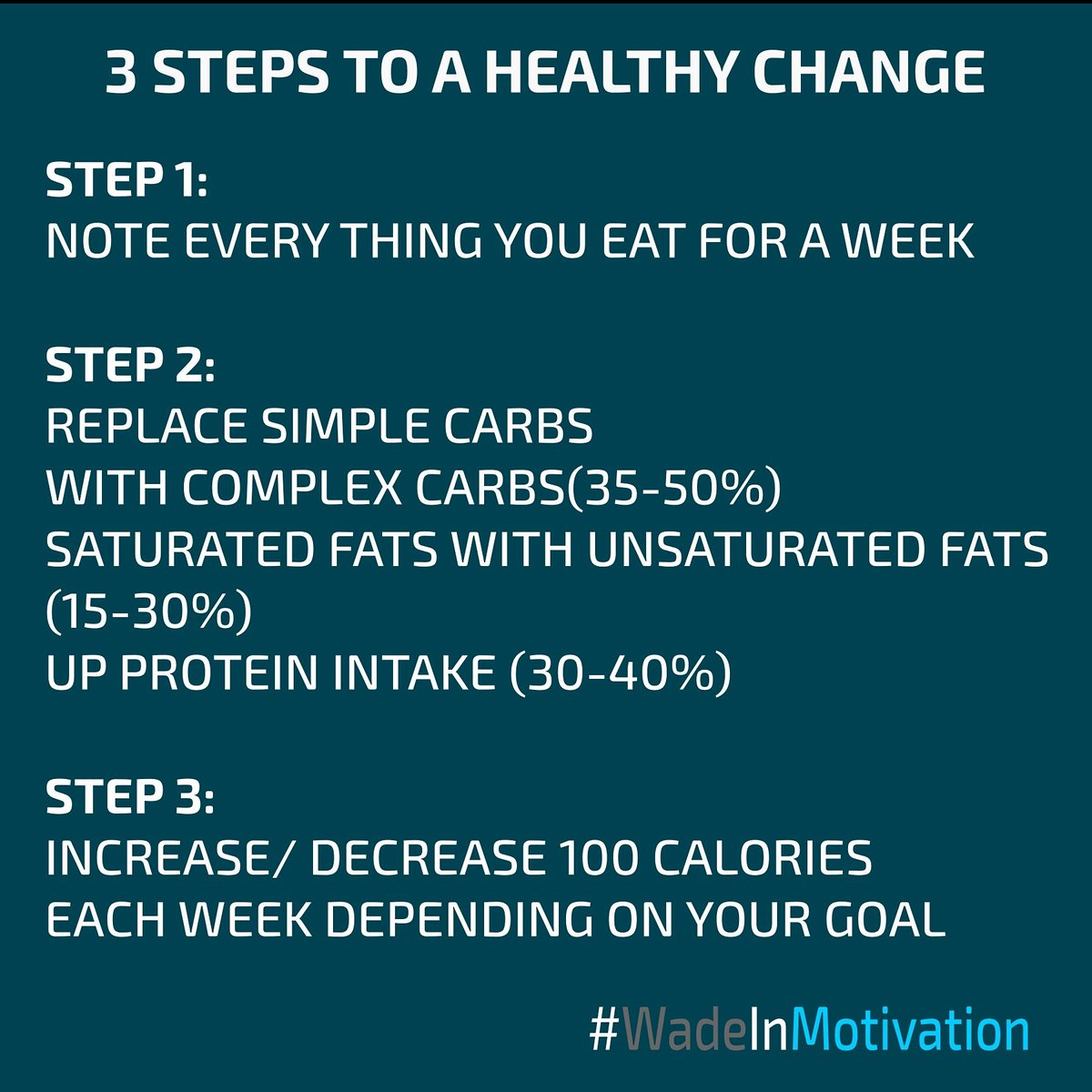 Take the first step...get healthy #WadeInMotivation follow on Instagram &amp; FB