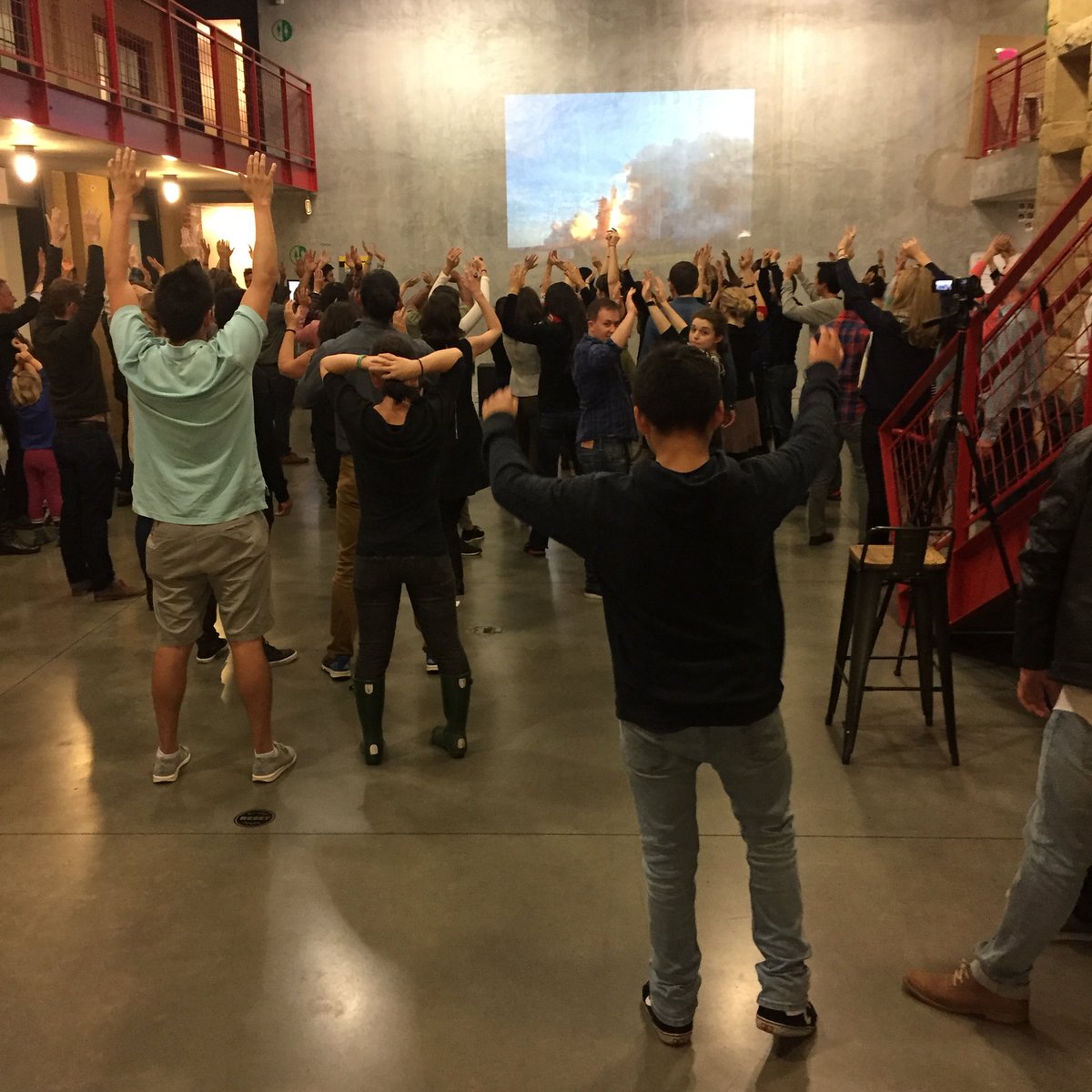 stanforddschool's tweet photo. Everyone has their hands in the air ... because we all really do care about supporting our #dfellows tonight! https://t.co/9511Nnd05v