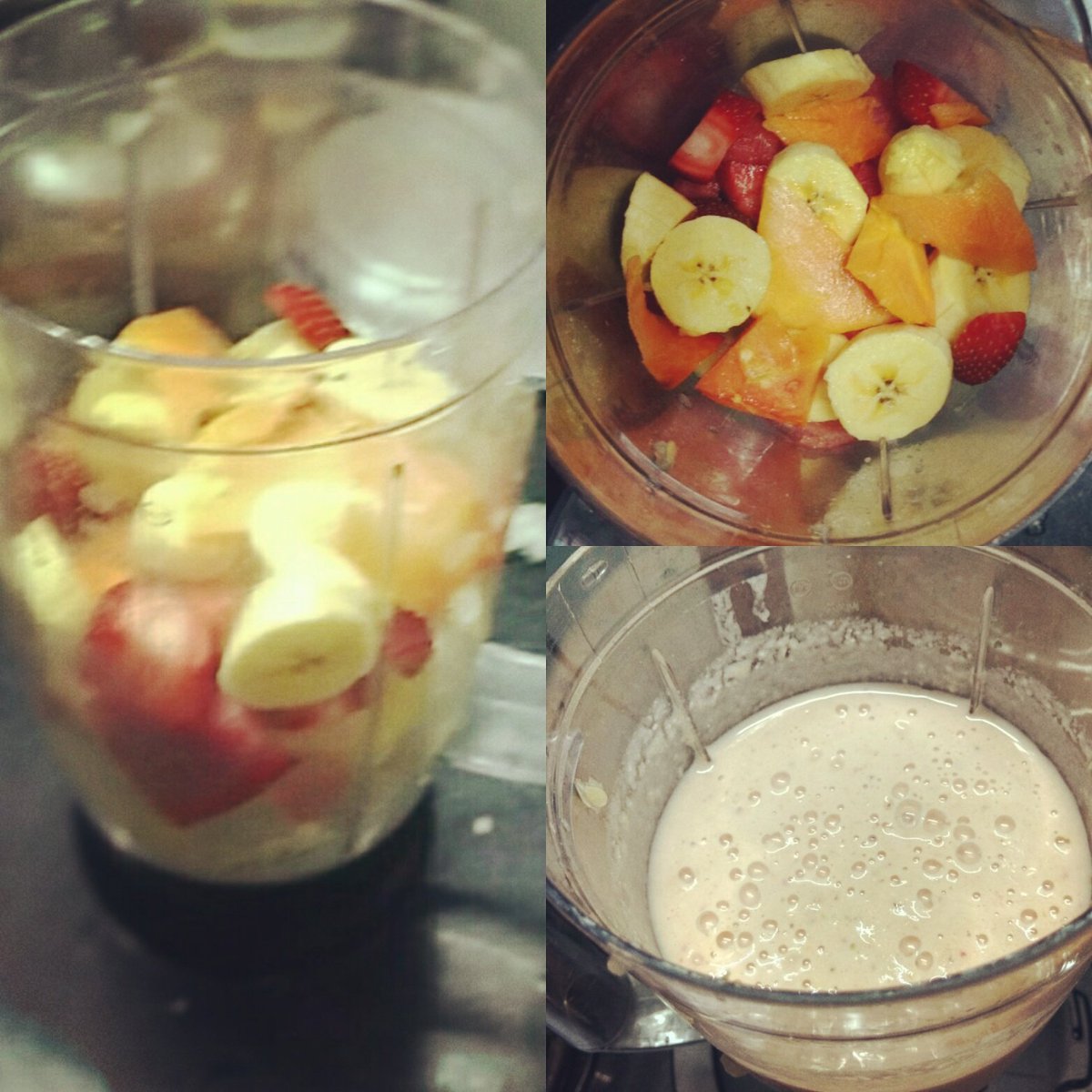 Oats,muskmelon, watermelon, papaya,strawberry, banana,2%milk..voila..#breakfast #WadeInMotivation
