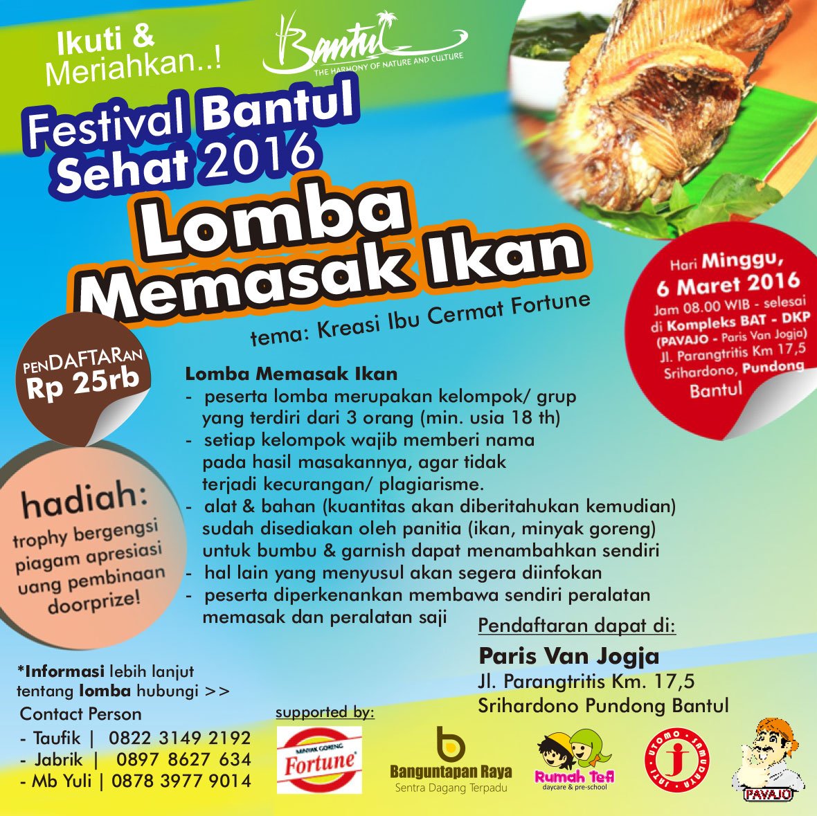 Ikuti lomba masak ikan Nila ... semua bahan dan alat disediakan...tinggal olah sesuai kreatifitas masing2