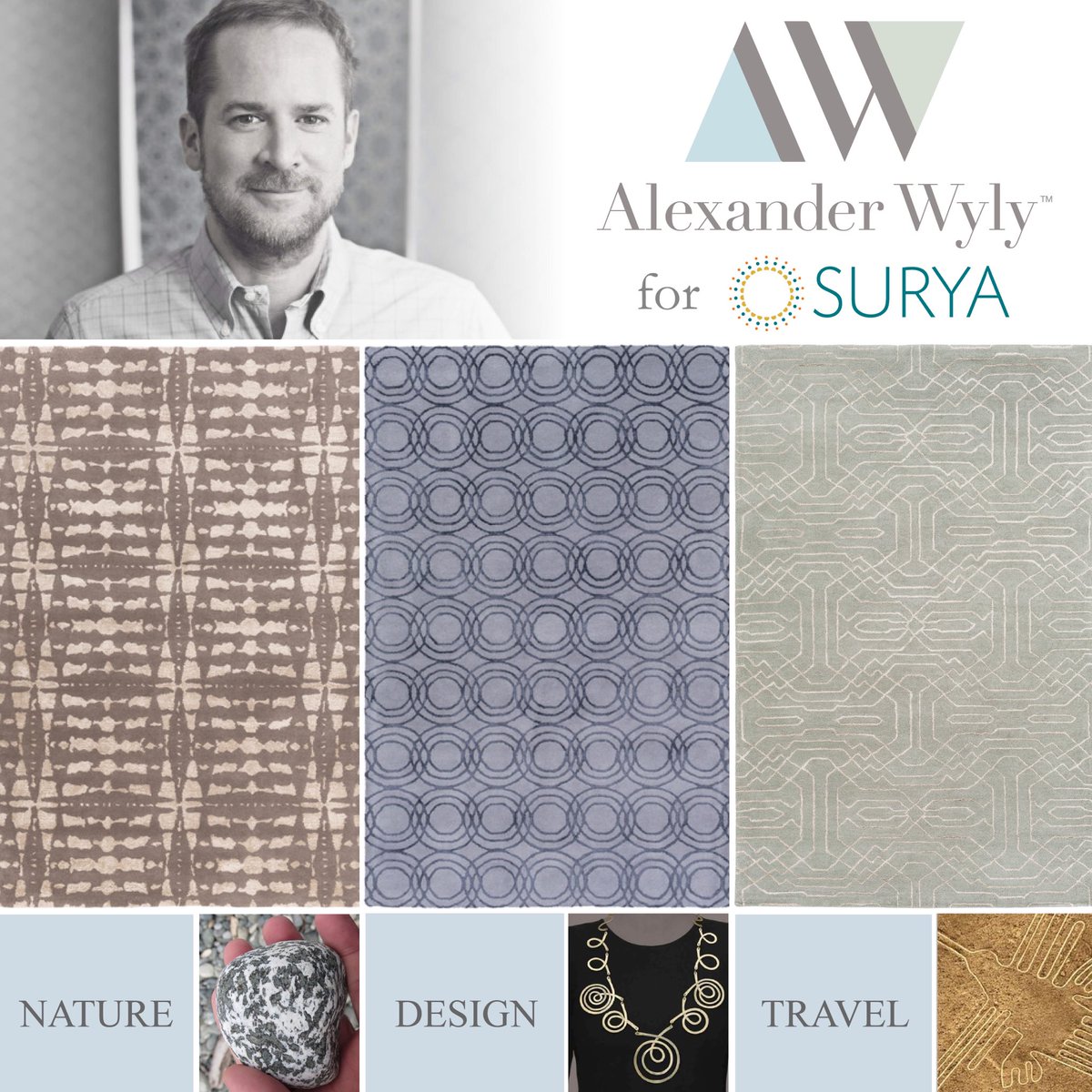 suryasocial's tweet photo. Rug designs by Surya design partner @AlexanderWyly offer modern yet timeless looks! Browse: https://t.co/wvyTHksLmm https://t.co/VxtOLqnX24