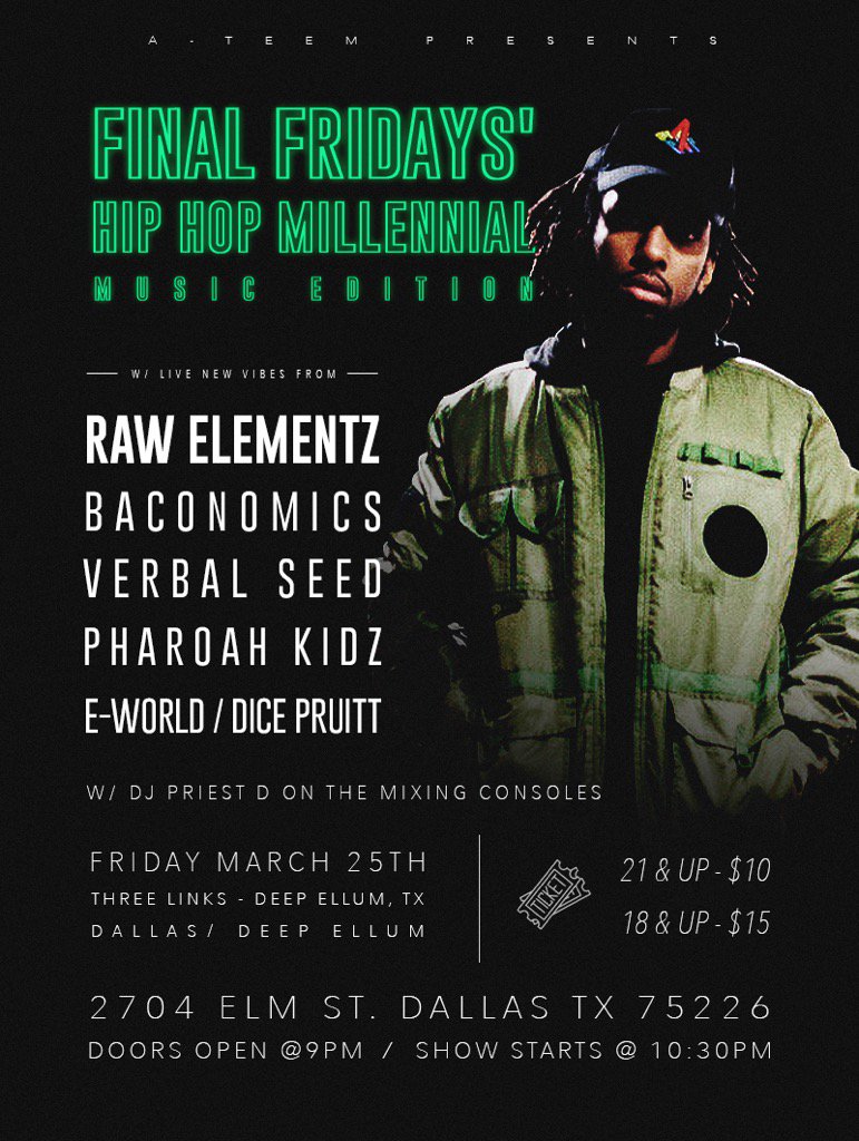 RawElementz's tweet photo. Headlining Three Links in Deep Ellum. This will be my last show 4 awhile in Dallas, until #Power4TheLocals. Be here! https://t.co/naHAWltuq2