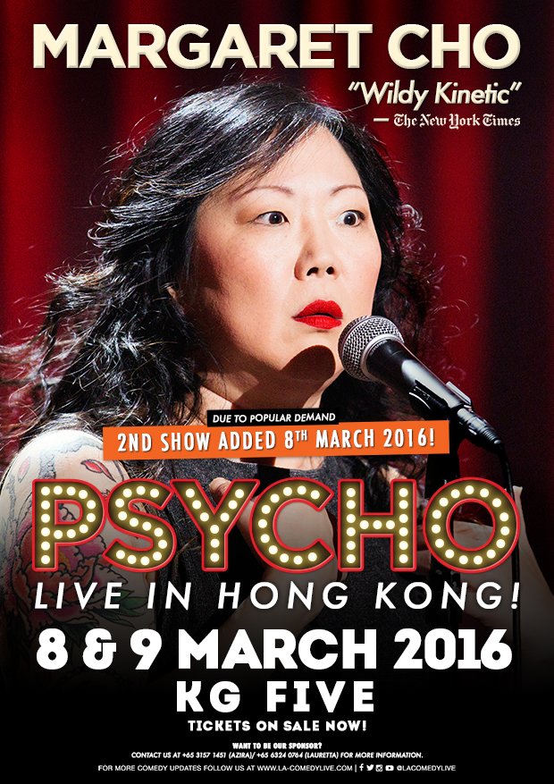 CoLabHK's tweet image. Comedy legend @MargaretCho is performing in Hong Kong for the first time ever on 8-9th March!! #psychotour