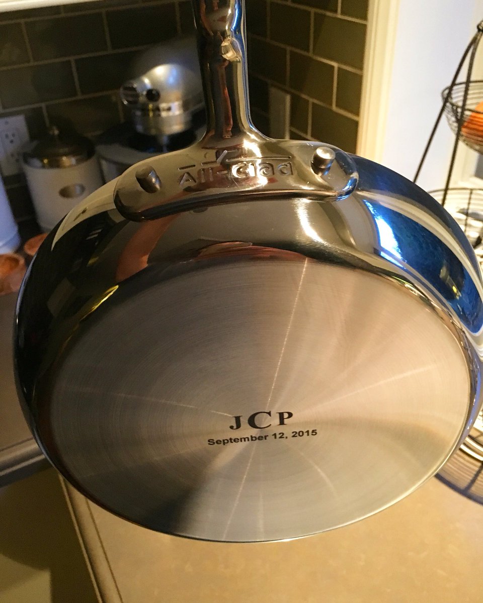 Thank you to <a href="/AllClad/">All-Clad</a> for the beautiful #wedding gift. Love our new engraved #FrenchSkillet! 🍳