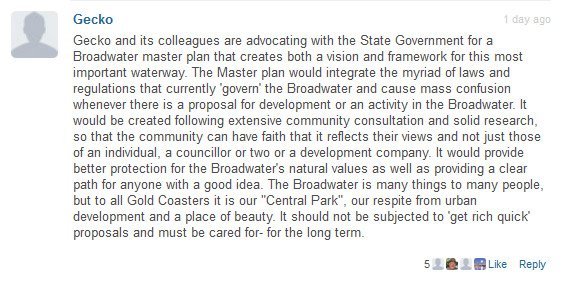 SaveOurSpit's tweet image. Gecko Masterplan: The Broadwater is many things to many people, but to all Gold Coasters it is our &quot;Central Park&quot;