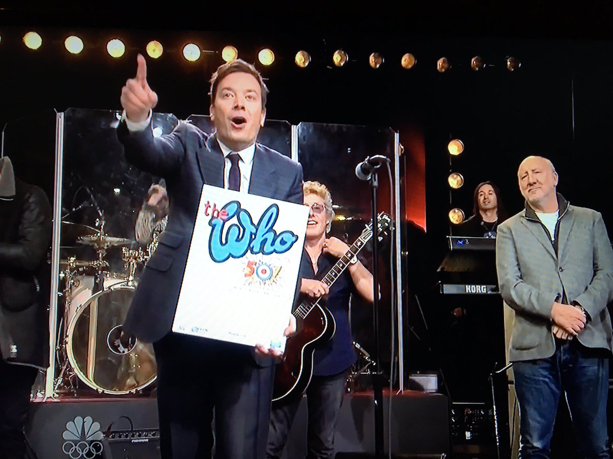 NickOchalek's tweet photo. We've hit the hottest club in NYC tonight!! "OH MY GOODNESS!! THE WHO!!!" - Jimmy #FallonTonight #TheWhoOnFallon https://t.co/P7Ef0ZMtkn