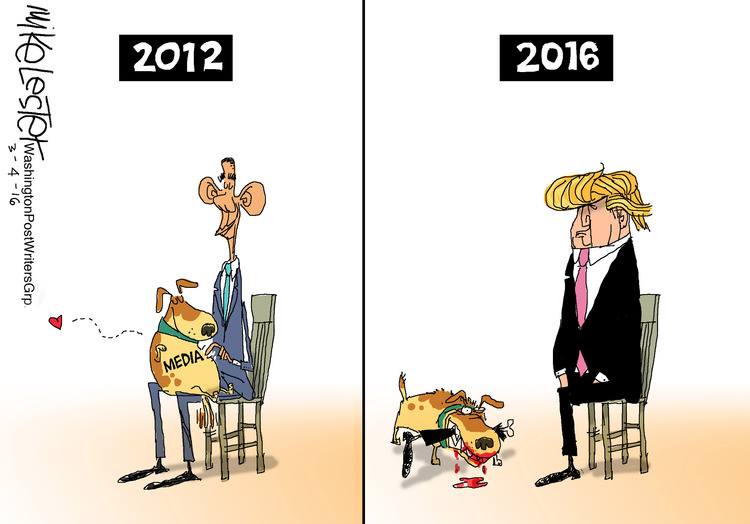 Image result for media with obama and media with trump cartoon