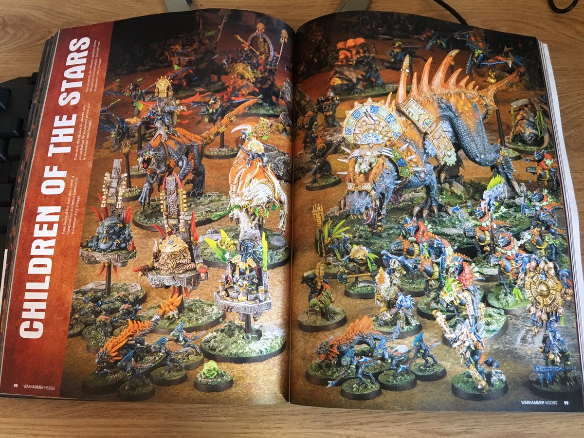 amysnuggs7's tweet photo. Words can't describe how happy I am! 12 page feature in Warhammer Visions of my Seraphon!😄#warmongers #ageofsigmar https://t.co/8XzJoGGgoA