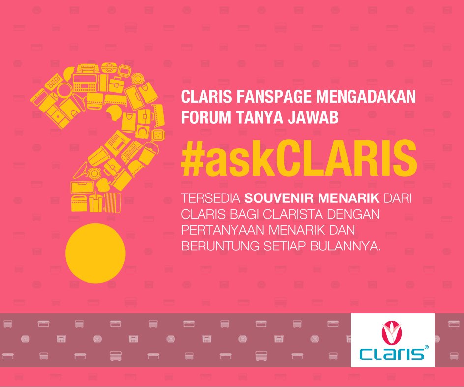 ClarisHome's tweet photo. Ajukan pertanyaan ttg produk Claris, isu plastik skg dan dapatkan souvenir dari Claris #askCLARIS cc. @EnjoyKuis https://t.co/fDRJKcxOK4