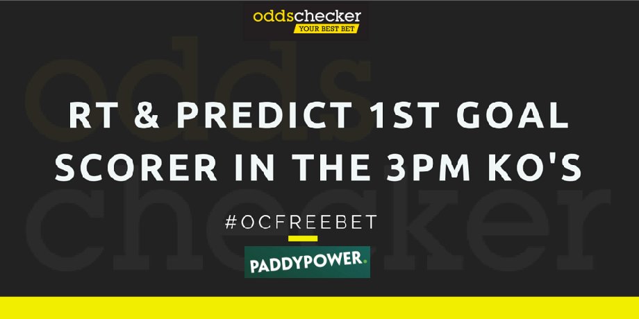 oddschecker's tweet photo. RT &amp; Predict 1st Goal Scorer in the 3pm Premier League matches for a chance to win a Free Bet! #OCFreeBet https://t.co/grtQDd7AYZ