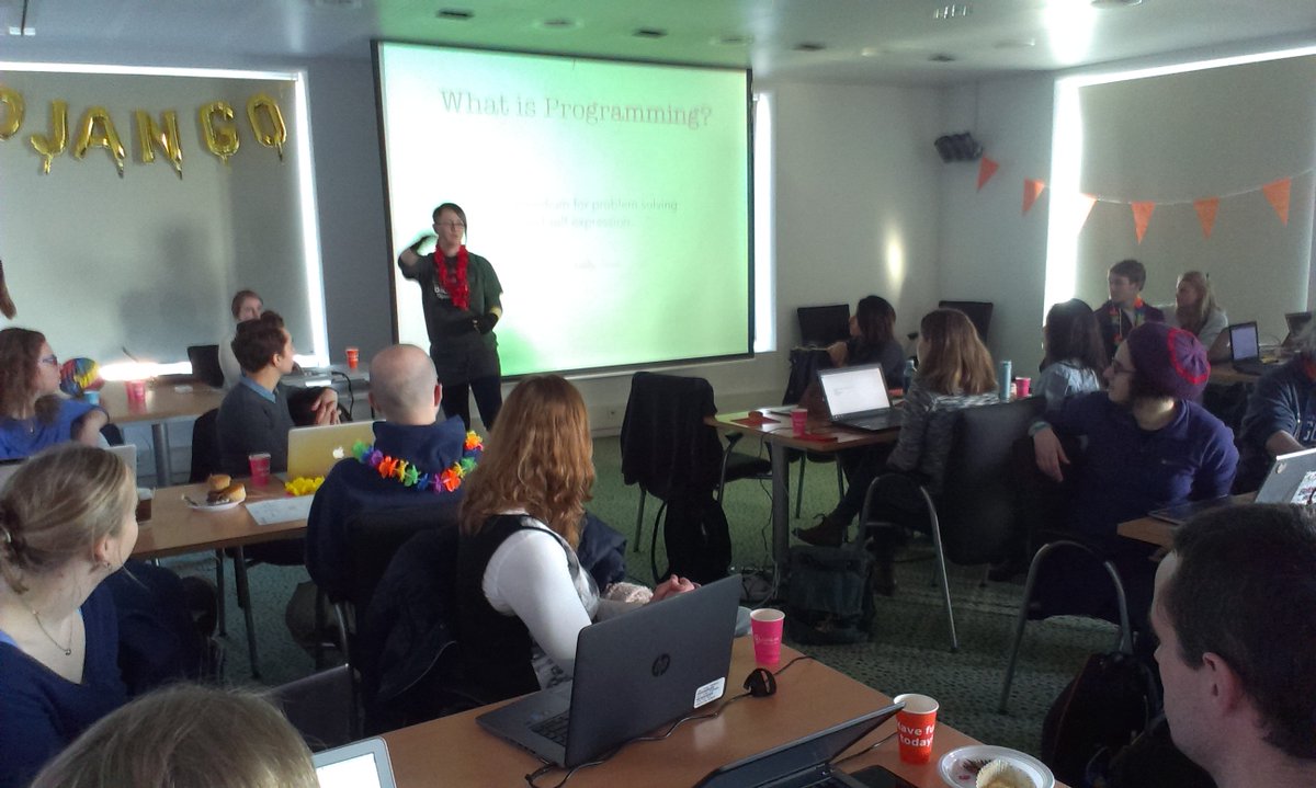 Rain rocking the keynote!! <a href="/DjangoGirlsDH/">DjangoGirls Den Haag</a> @rainsdance