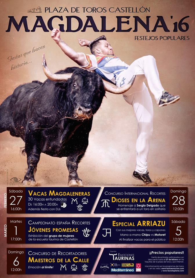 Hoy, sábado 05 de marzo a las 12:00h especial Arriazu en la Plaza de Toros de Castellón. ¡No te lo pierdas!