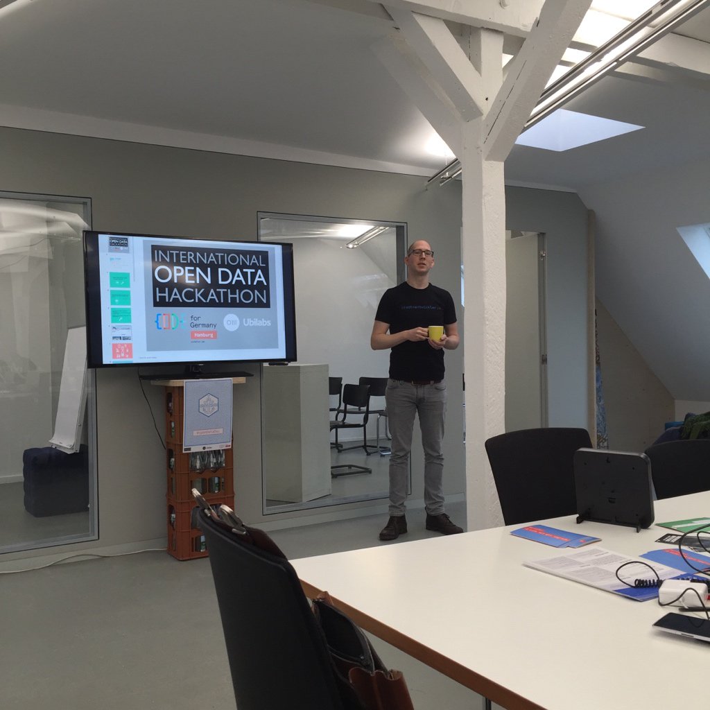 heinecke's tweet photo. Today at the Open Data Hackathon @ubilabs in Hamburg. #opendataday #oddhh /cc @codeforhamburg https://t.co/OpgVuQgRrE