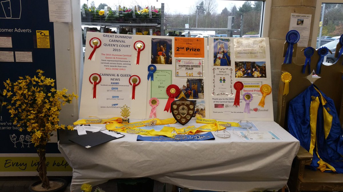 Carnival_Queen's tweet photo. Hi all. My rosettes, certificates, pics &amp; throne are @TescoGDunmow @Tesco. I'll be there soon. Come &amp; have a selfie https://t.co/b0hR27LpKT