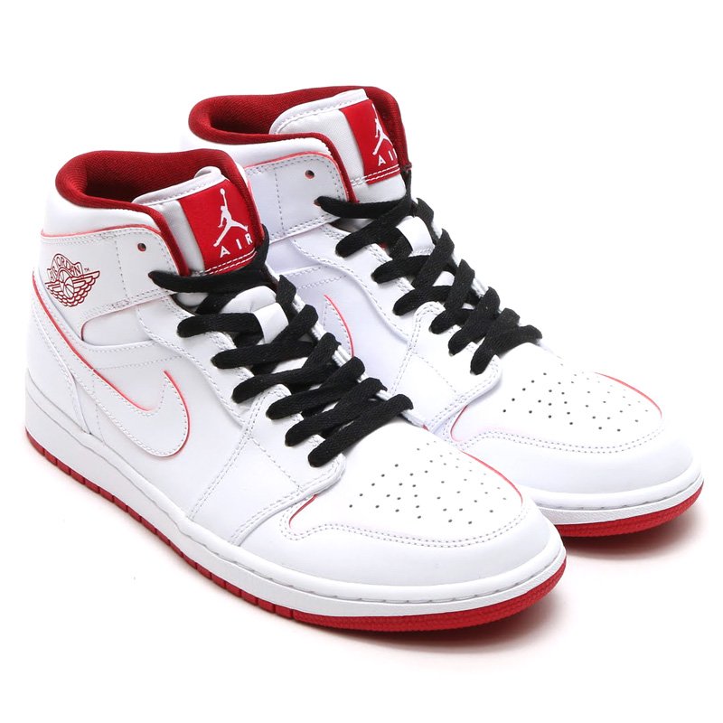 nike air jordan 1 mid white gym red black