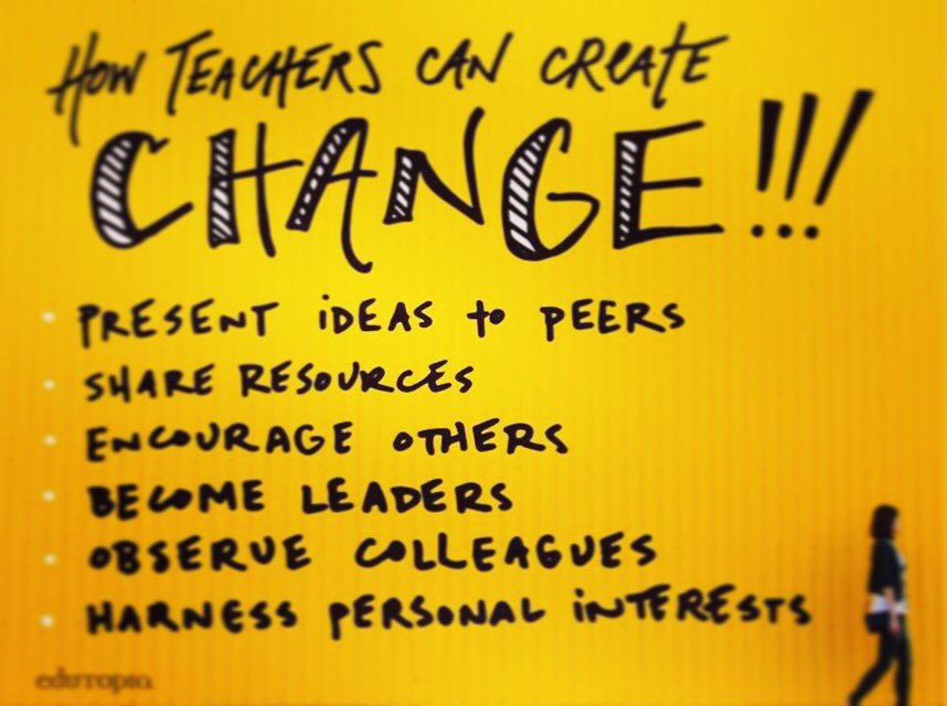 mraspinall's tweet photo. How teachers can create change. #satchat #sunchat #MIEExpert #edchat via @edutopia https://t.co/wAMbnLESxt