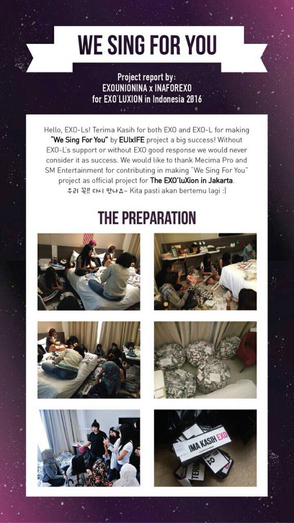 EUIxIFE Staffs &amp; Volunteers, all EXO-L Indonesia who always support the project. Terima Kasih EXO-L #EXOLUXIONINA