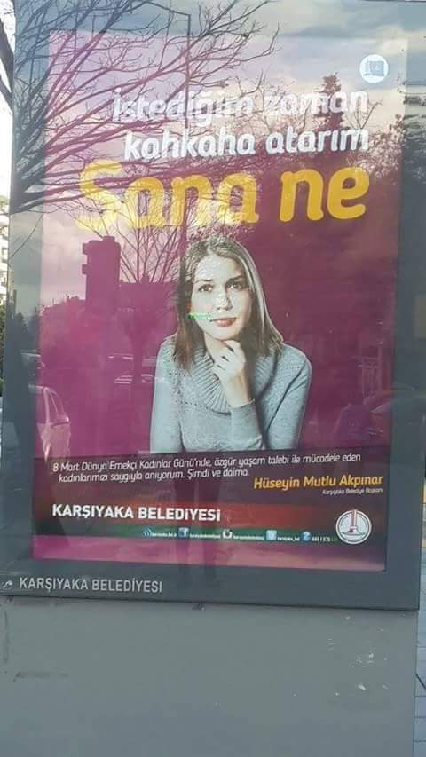 feministkolektf's tweet photo. Kadın düşmanı söylemlere karşı Karşıyaka'da bilboardlar "Sanane" diyor! https://t.co/BJgW7AoEqJ