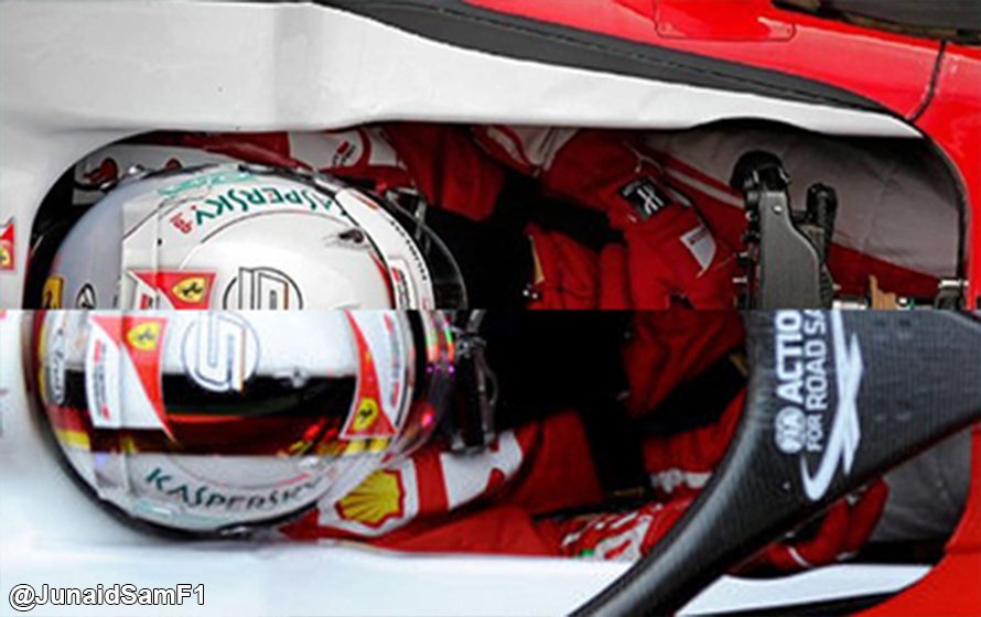 JunaidSamF1's tweet photo. A comparison with and without the HALO head protection device #F1Magic #F1 https://t.co/vc0OwUUytk