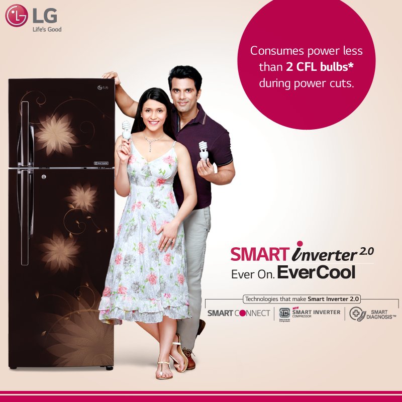 LGIndia's tweet photo. #LG Smart Inverter 2.0 #refrigerator consumes power less than 2 CFL blubs during power cuts https://t.co/VyNCZhfhJu https://t.co/GbJPDoXyGU