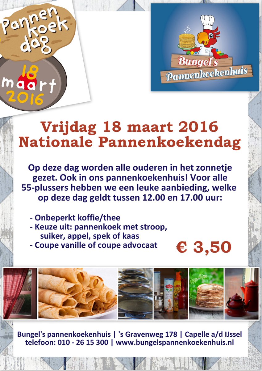 #nationale #pannenkoekendag: ook bij ons op 18 maart. Voor de 55-plusser hebben we een leuke aanbieding!