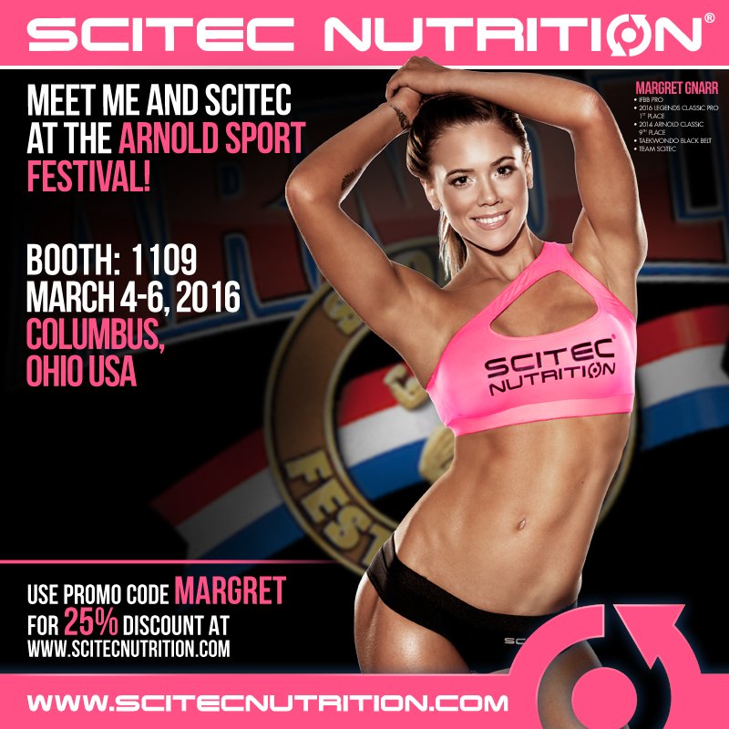 ScitecUSA's tweet photo. Meet @margretgnarr at @ArnoldSports at the @ScitecUSA Booth 1109! #Arnold2016 #arnoldexpo #ArnoldSportsFestival https://t.co/q6rkdxSrHa